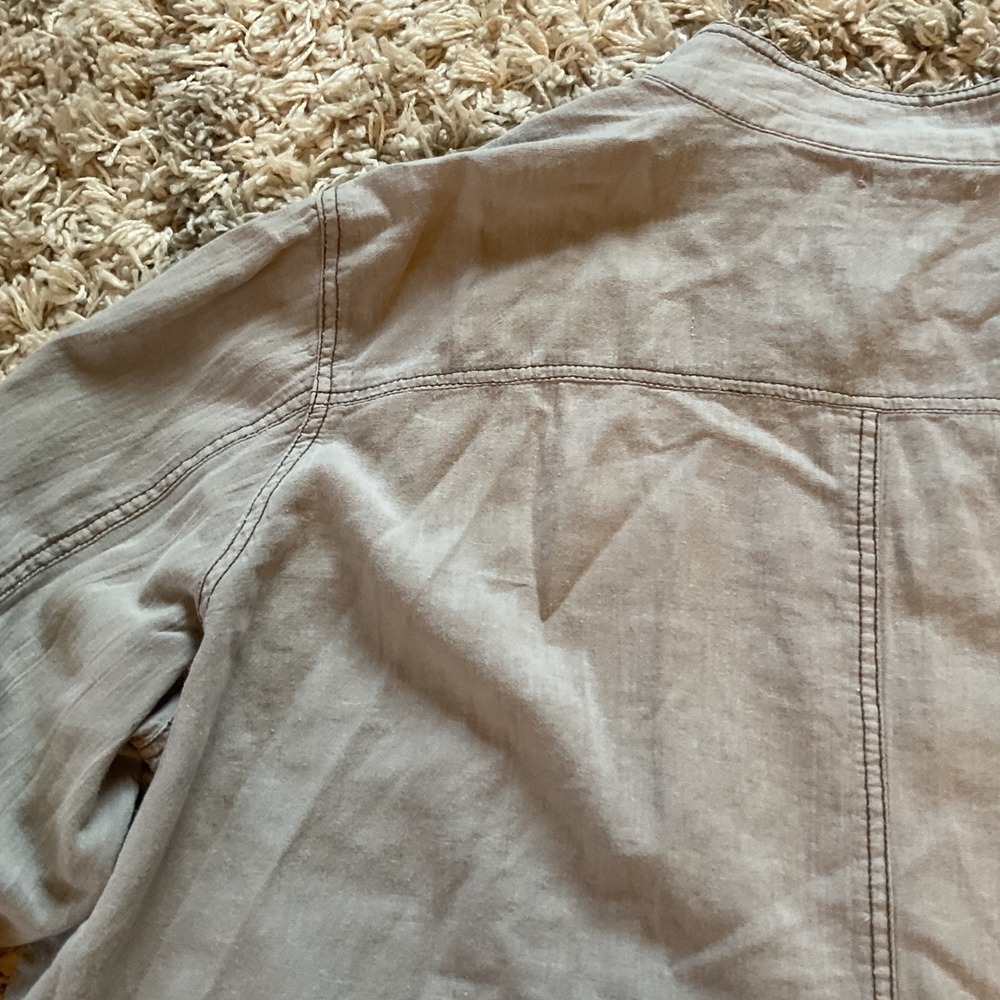 Maurices Womens Grey Linen Blend Full Zip Utility Jacket Mock Neck Size 3 Plus - Picture 13 of 15